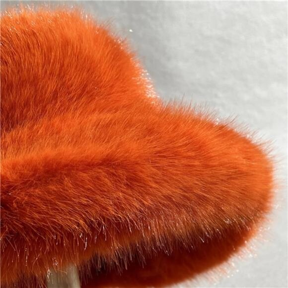 Luxury Faux Fur Bucket Hat for Women White - Picture 7 of 7